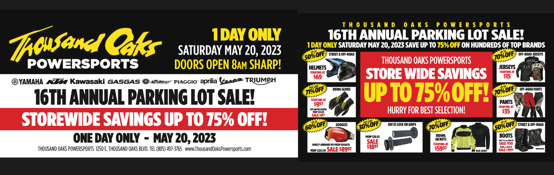 Mayparkinglotsale2023 Thousand Oaks Powersports California